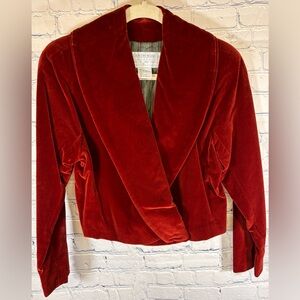 VINTAGE Country Road Australia Rust Velvet Wrap Cropped Evening Blazer Jacket S